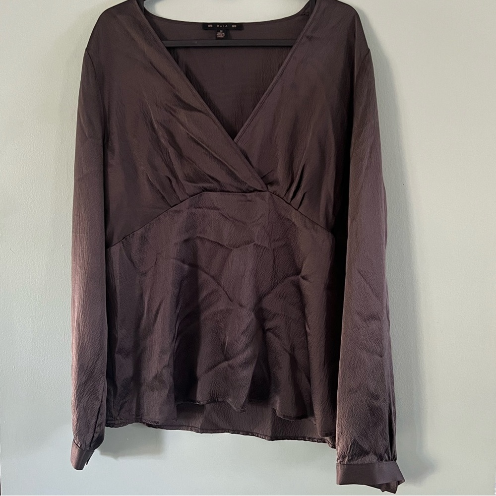 100% Silk Gray Blouse